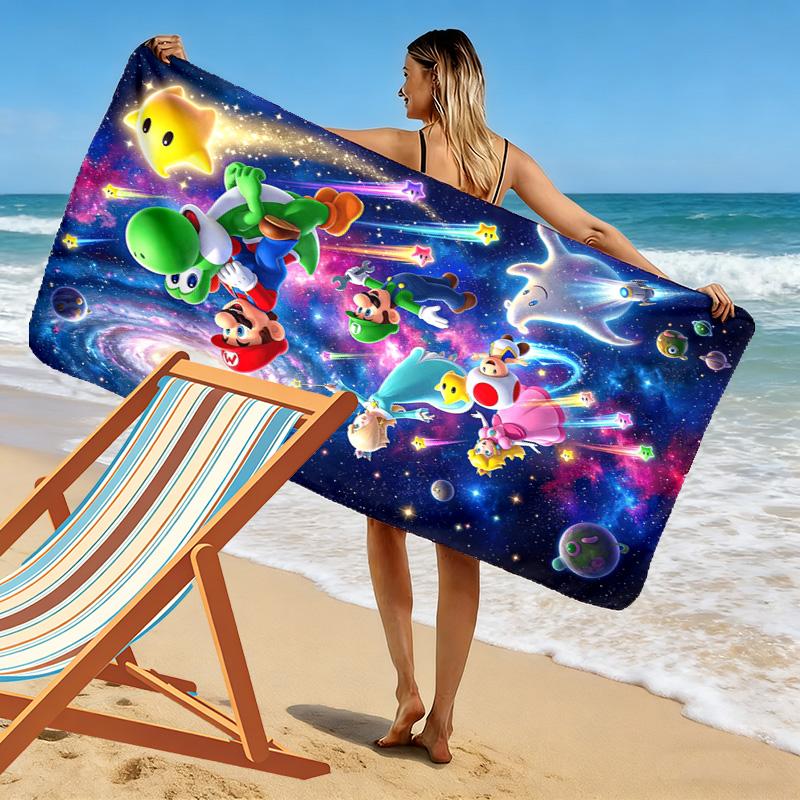 Bros Adventure Print Beach Towel, Large Soft Quick Dry Towel for Beach Camping Swimming