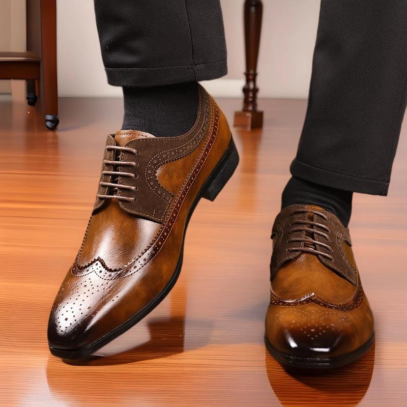 Wenzhou foreign trade summer men's shoes British style retro engraved men's business leather shoes men's high-end formal wedding shoes
