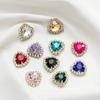 10Pcs/lot 14x15MM Metal Heart Rhinestones Acrylic Sewing Accessories DIY Clothing Hair Accessories Decorative Jewelry