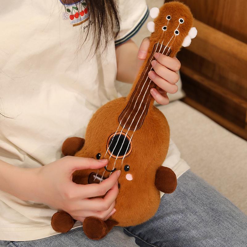 Kawaii Musical Instrument Plush Pillow Human Figured Smiling Face Cushion Piano Guitar Drum Decor Plushie Birthday Gift