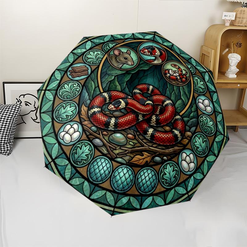 Snake Life Cycle pattern umbrella, portable and foldable design, 8 ribs, a casual accessory for Halloween, Christmas, and birthday gifts.