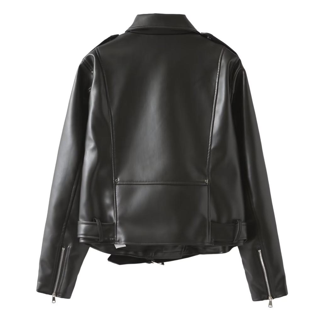 New lapel metal zipper belt versatile jacket jacket 3046060