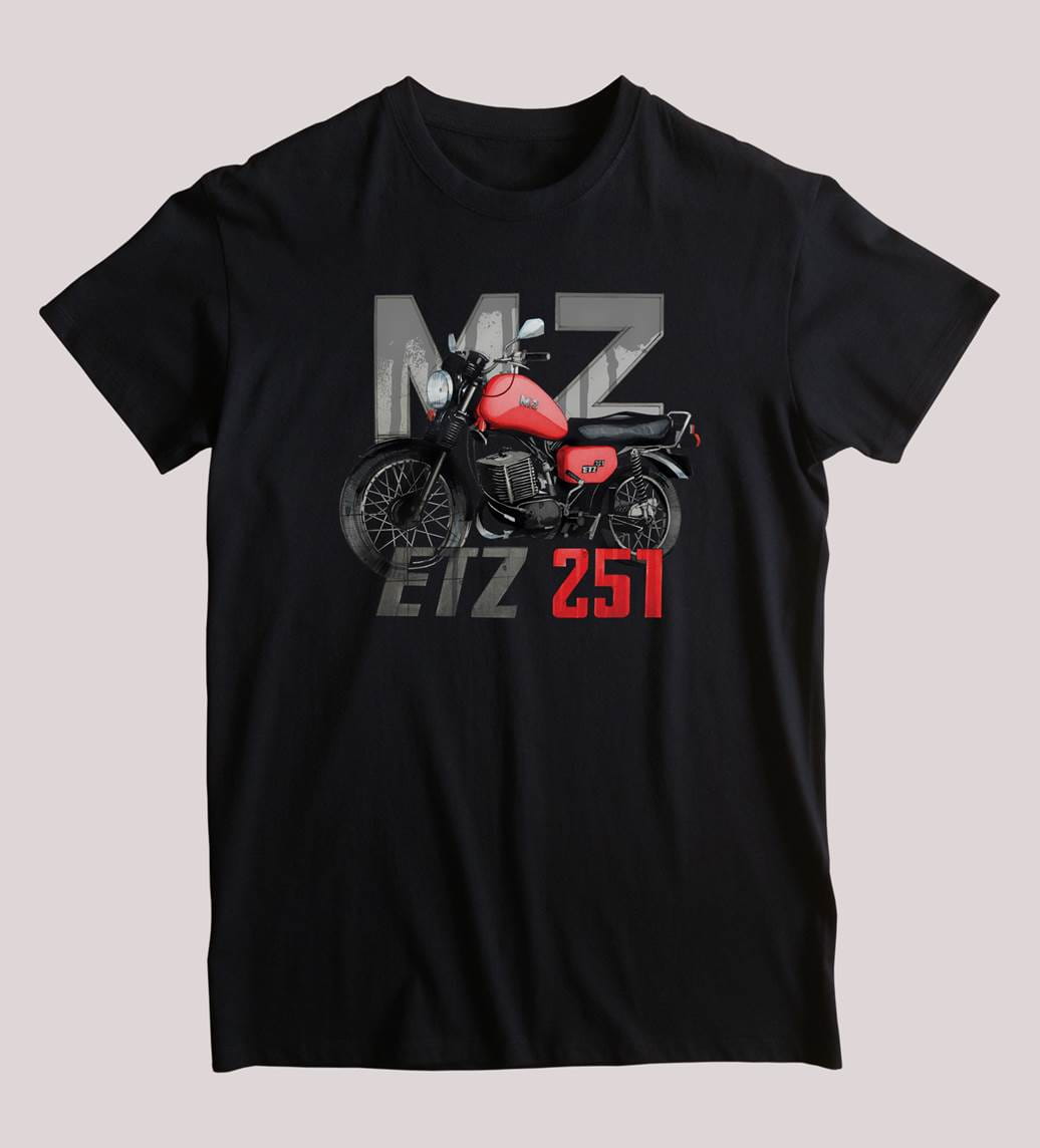 DDR MZ ETZ 251 Klassisches Motorrad T-Shirt Sommer Baumwolle Rundhals Kurzarm Herren T-Shirt Neu S3XL L gray