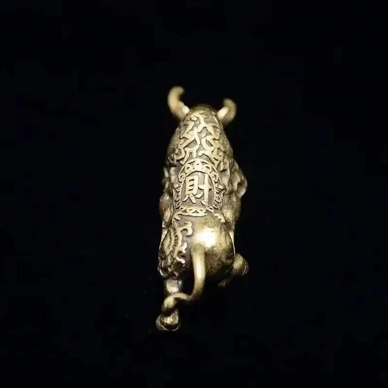 1 Pcs Miniature Brass Bull Ornament Retro Copper Bull Sculpture Home Office Desk Decoration Cow Figurines Brithday Gift