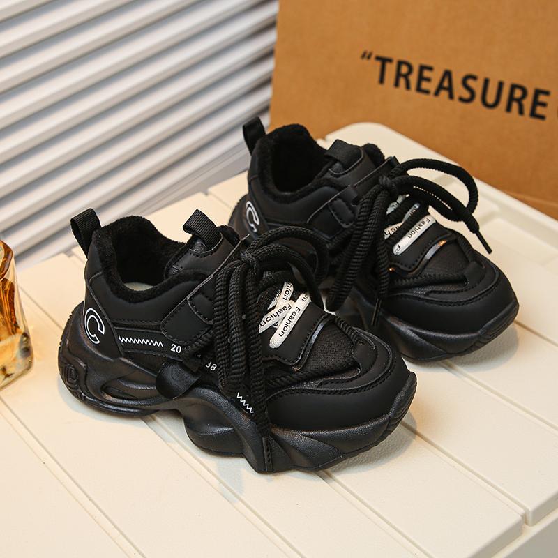 

Детская мода Зимние теплые дышащие повседневные туфли Детские беговые спортивные студенческие для девочек трендовые удобные кроссовки для спортзала 26 чёрный