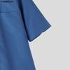 INCERUN Men Summer Half Sleeve Solid Color Loose Casual Shirts Tops