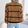 New Turtleneck Long Sleeved Women Striped Pullover Sweater Elegant Autumn Winter Loose Fashion Casual Office Tops Lady Knitwear Clothes