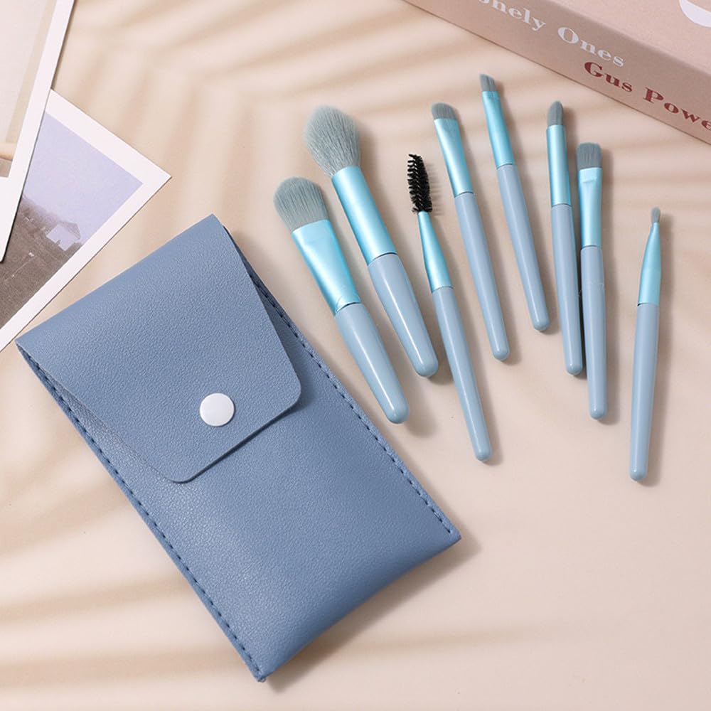 BAOQISHAN Makeup Brush Set with Premium Fiber and a Cosmetic Bag for Easy Carrying and Daily Perfect for Beginners 8-Piece Bristles, Ultra-Soft
