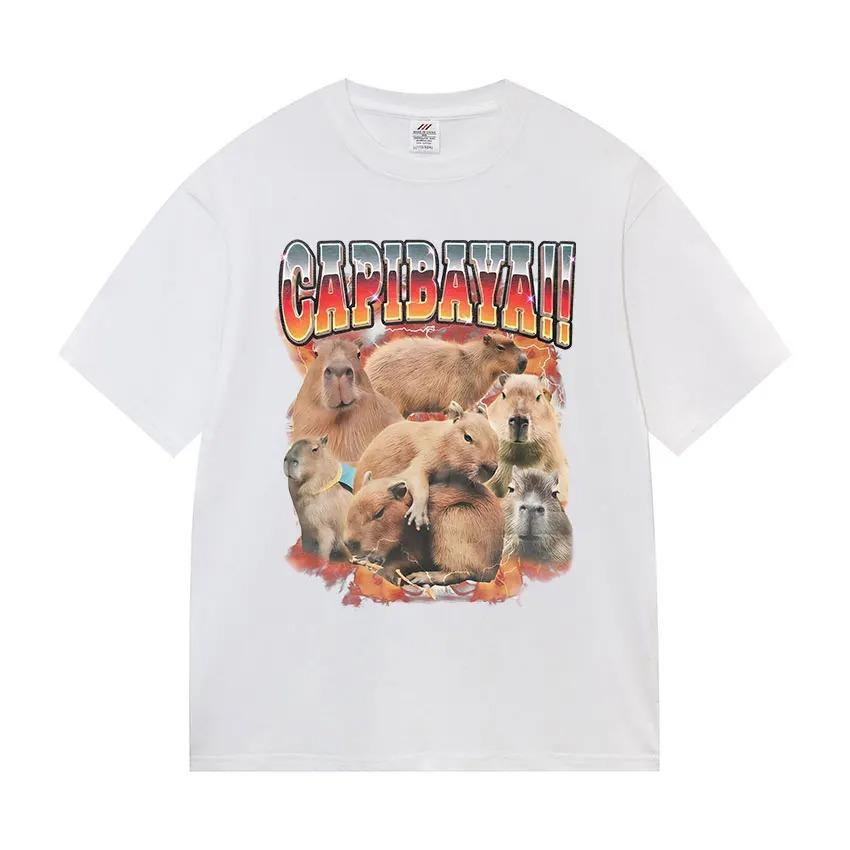 Capybara Meme Graphic Tee 100 Premium Cotton Vintage Washed Oversized Unisex Street Fashion Women And Men Tshirts