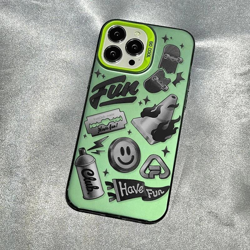 Luxury Newspaper Graffiti Anti-drop Armour Case For iPhone 14 Pro Max 11 12 13 15 16 XR XS 7 8 Plus Lens Protect Plating Cover