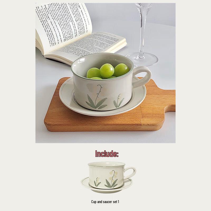 Vintage Hand-Painted Ceramic Coffee Cup & Saucer Set