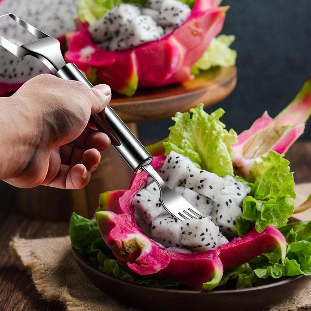 Watermelon Cutter 2-in-1 Fruit Cutter Stainless Steel Kitchen Gadget For Salad Prep Comfortable Handle Tool For Outdoor