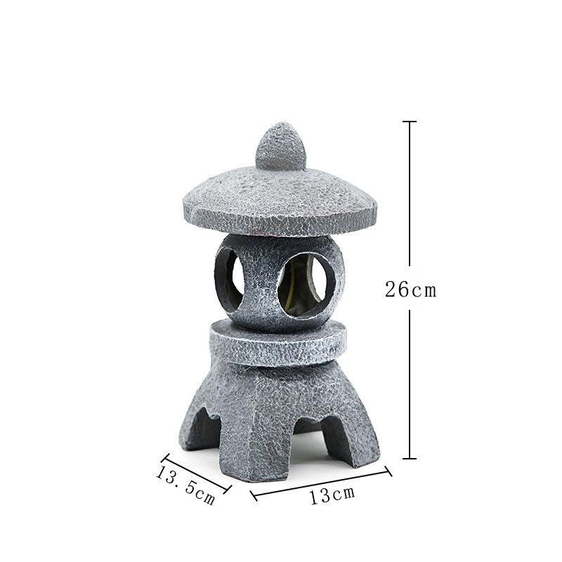 Zen Solar Stone Pagoda Lantern - Outdoor Resin Ornament for Garden and Courtyard Decor