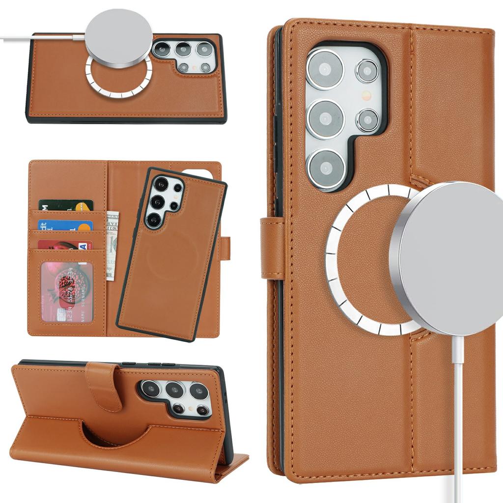 For Samsung Galaxy S24 Ultra Wallet Magnetic Case Anti-Drop Detachable PU Leather Phone Cover