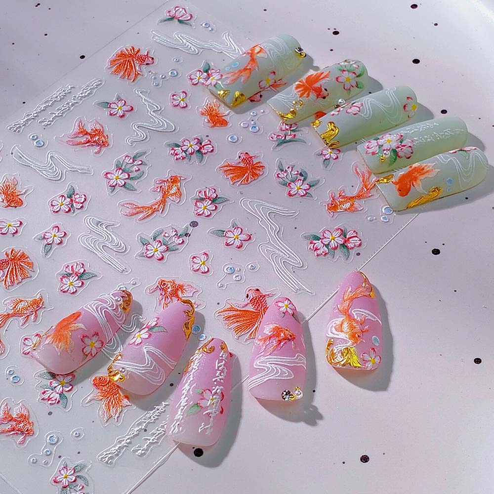 Conch Star Ocean Nail Stickers Dolphin Shiny Glass Dolphin Jelly Ocean Nail Decals Bronzing Nail Accessories