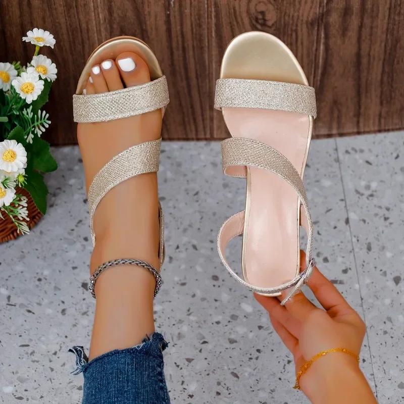 Fashion Ladies Shoes 2024 Hot Sale Buckle Strap Women's Sandals Fashion Peep Toe Office and Career New Plus Size Heeled Sandals Zapatos