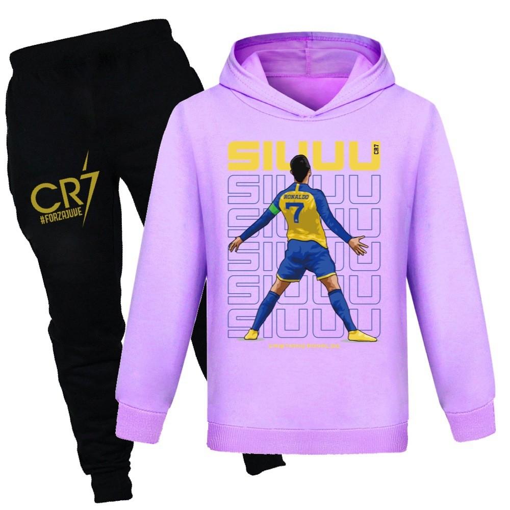 Cr7 Print Kinder Trui en Broek Set Met Zachte Katoenen Stof Voor Middelbare Scholieren