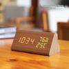 Handunyou Wood Grain Triangular Digital Alarm Clock