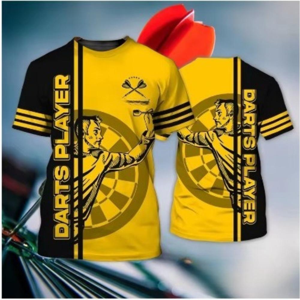 Neues 3D-gedrucktes Dart Herren Sommer Kurzarm Modisches Rundhals Locker Lässig Übergröße Personalisiertes T-Shirt