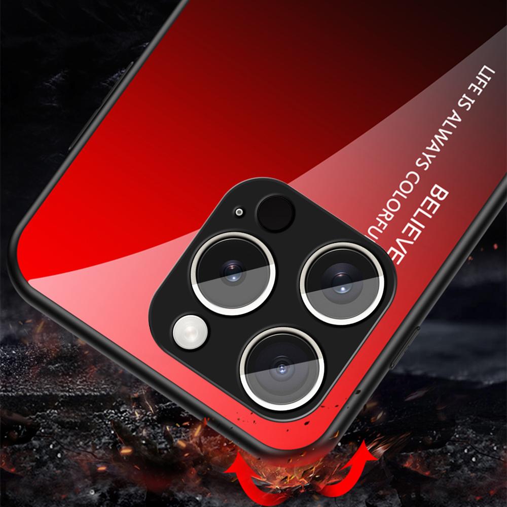 For iPhone 16 Pro Case Anti-Scratch Tempered Glass+PC+TPU Phone Cover