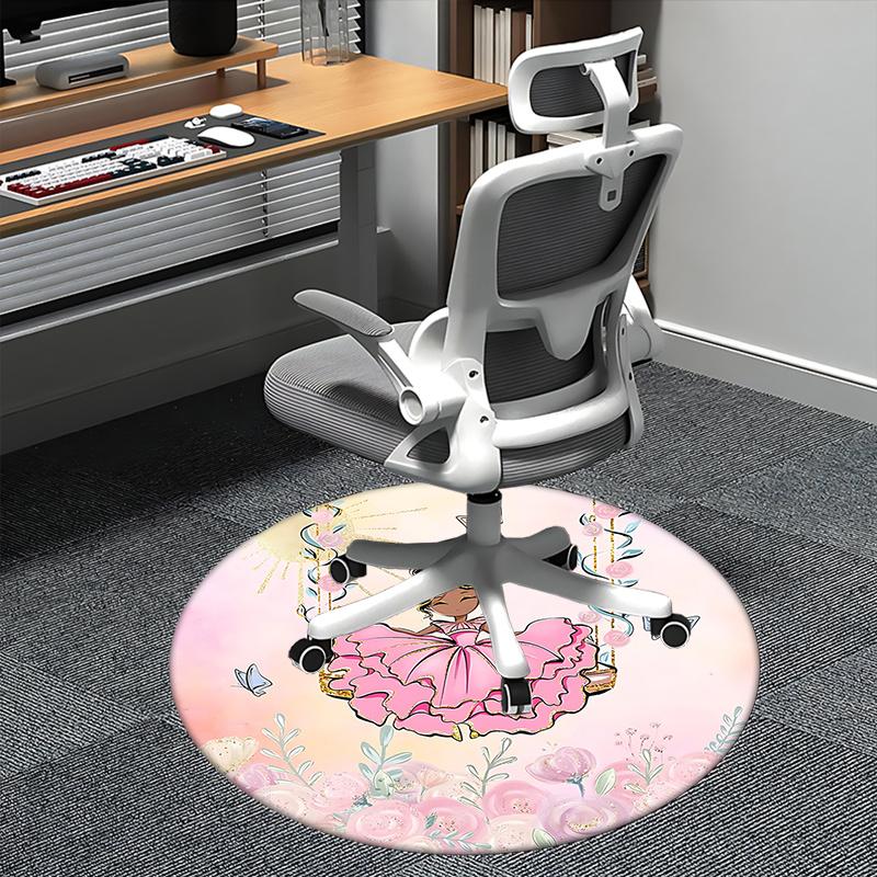 

Charming Princess Chair Mat: Magical Floral Decor for Home Office Living Room Bedroom Gift, Elegant Pink Butterfly Rug Carpet1118078a 80cm by 80cm