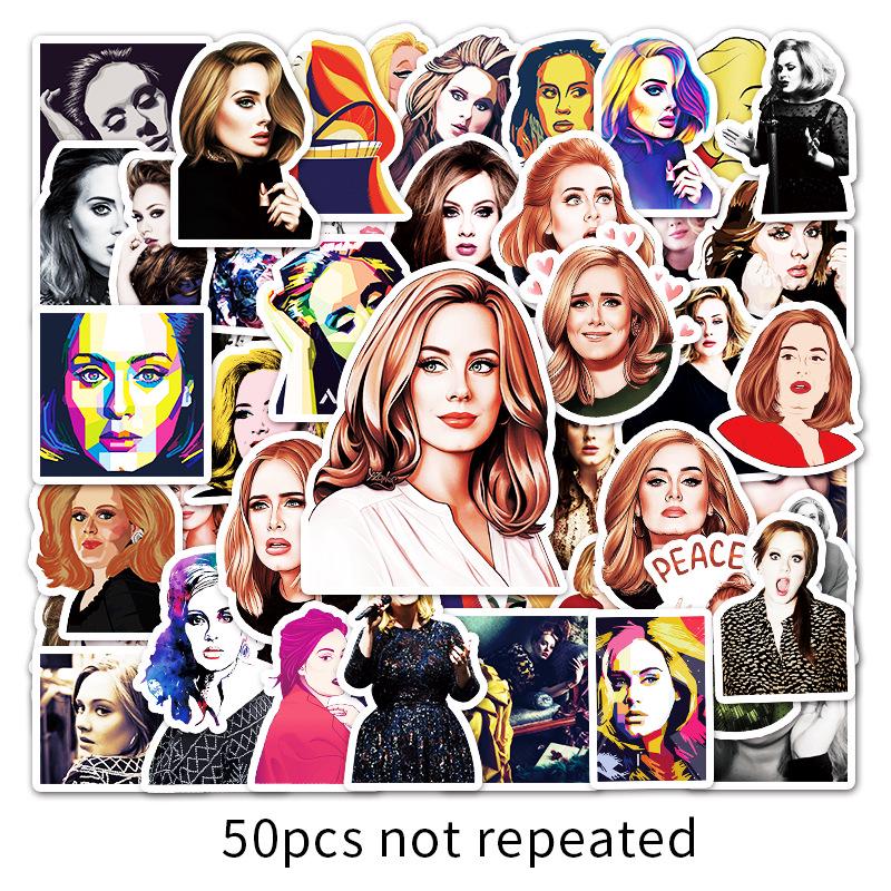 50-Piece Adele Star Graffiti Stickers for Laptop, Suitcase, Car, Phone & Guitar
