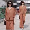 Summer Casual Korean Style Slimming Suit Top and Bottoms 2-Piece Set for Middle-Aged Mothers Fashionable Bell Bottoms