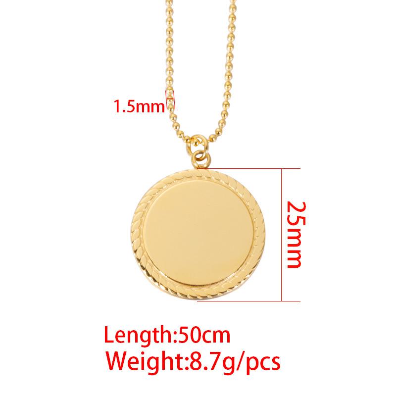 European Fashion Stainless Steel Colorfast Geometric Round Disc Necklace with Lace Pendant and Customizable Laser Logo
