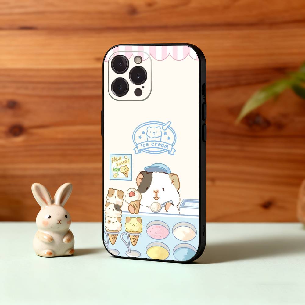 

H-Healing морская свинка Чехол для телефона Для iPhone17 16 15 14 13 12 11 Pro Max Plus, 5G Мягкий черный чехол iPhone16se4