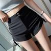 Women's High-Waisted Black Drawstring Shorts - Summer 2025 Slim Fit Trendy Style