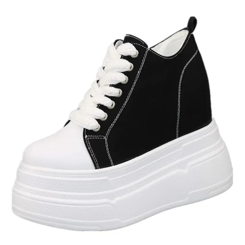 Fashion Luxury Super High Canvas Shoes for Women- 12CM Increased Heels Korean Version Sneakers  designer sneakers for women