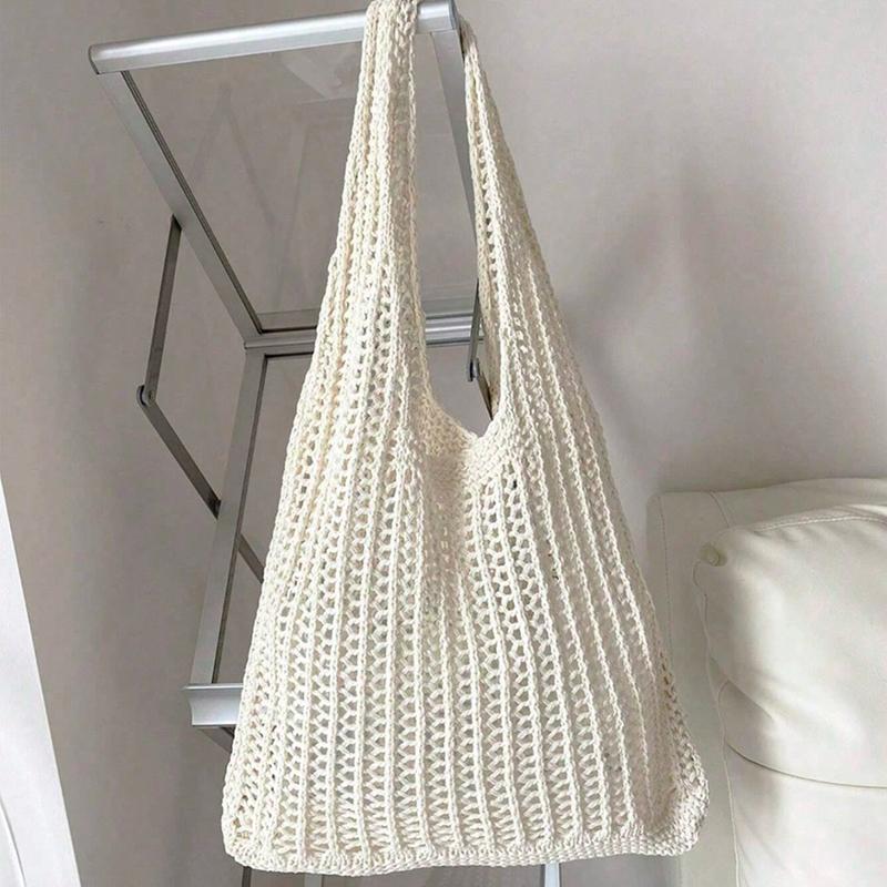 Knitted Handbags Beach Bags Lightweight Students Shoulder Casual Tote Female Style Shopping Woven Bags For Women Girls CLE