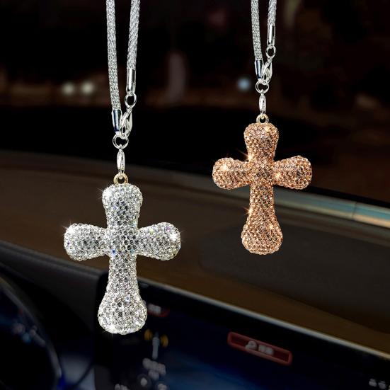 Rhinestone Bil Hængende Pynt Bling Vedhæng til Bakspejl Skinnende Dekoration til Taske Bilens Interiør