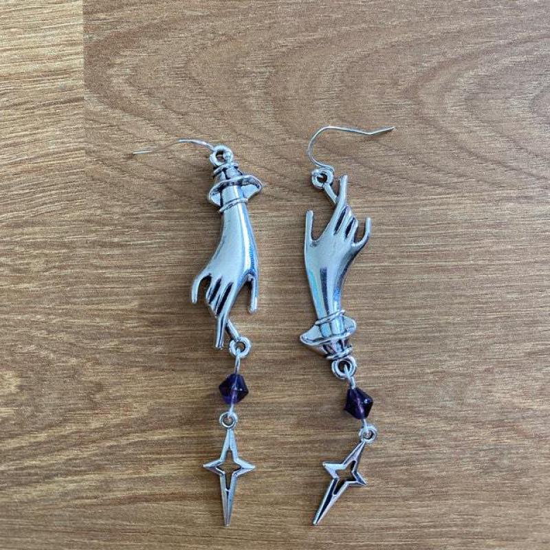 Purple Beads Starry Sky Gothic Earrings