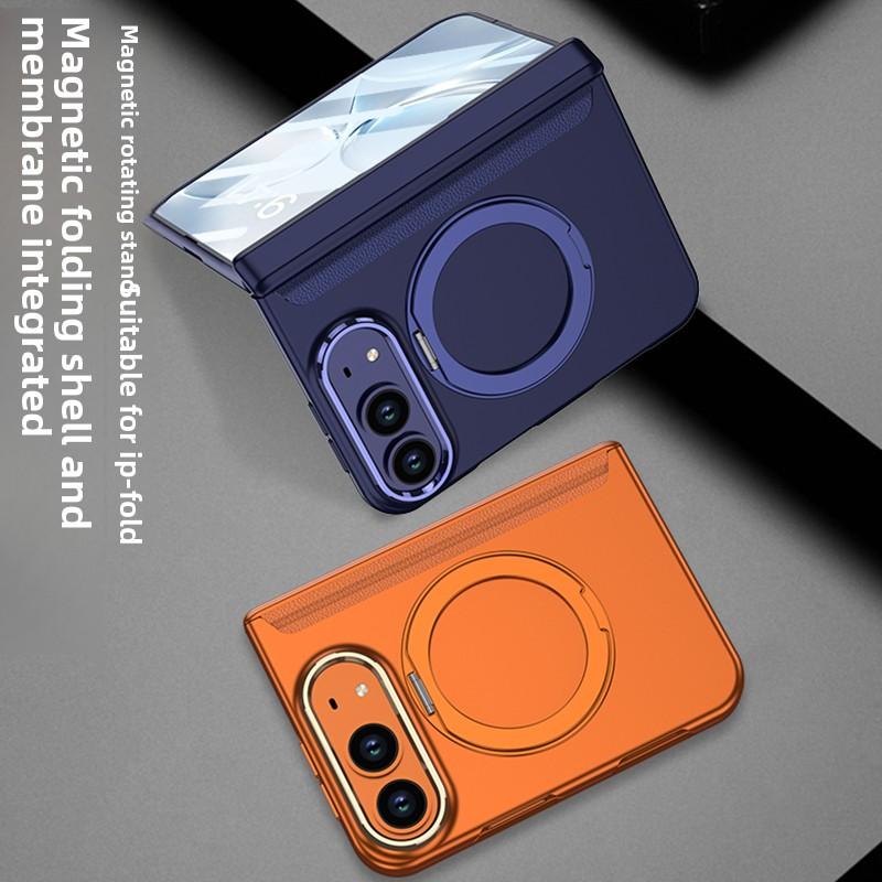 Luxury 360 Rotating for Magsafe Magnetic Bracket Case for IPhone Duo Fold Hinge Protection Screen Protector Phone Hard Cover