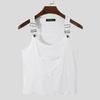 Moda Hombre Camisetas sin Mangas Cuello Redondo Color Sólido sin Mangas Bolsillos Tirantes Chalecos Hombre Ajustado Ropa de Calle Sexy Vacaciones Tops
