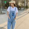 Women’s Denim Overalls, Loose Fit Wide-Leg Casual Style with Adjustable Straps and Large Pockets