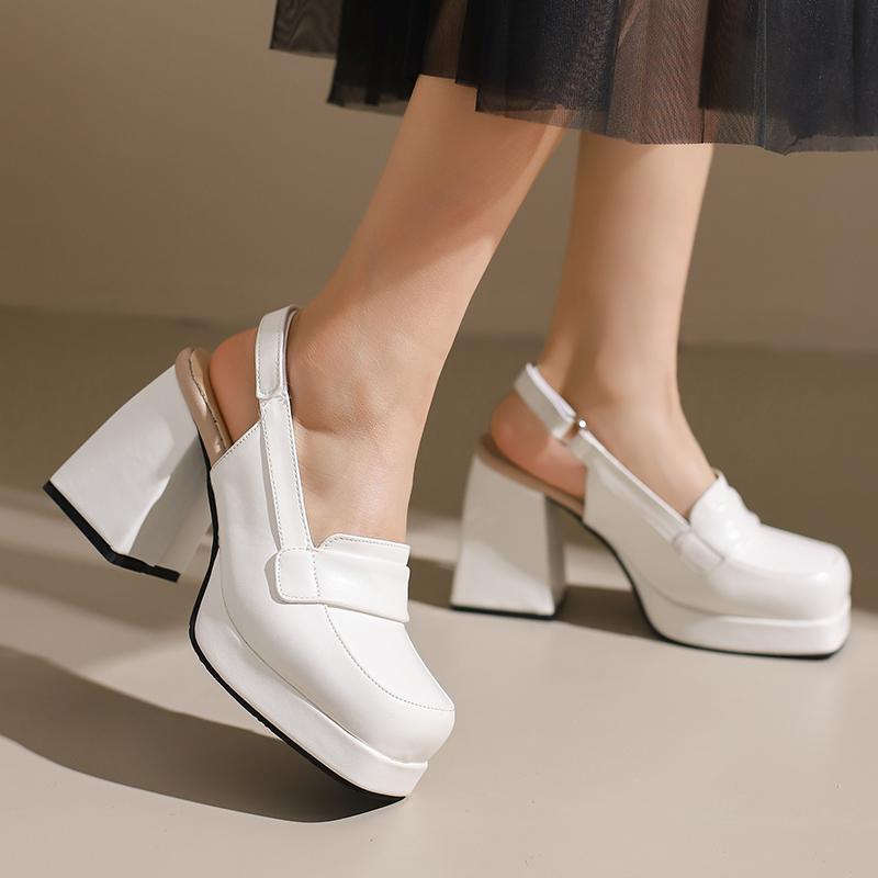 Women's high-heeled sandals spring and summer new waterproof table thick heel large size solid color bag head sandals