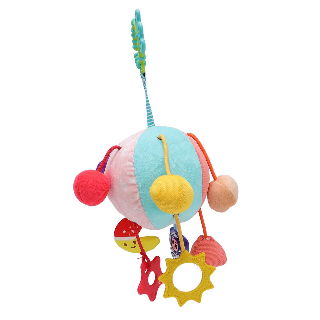 Baby Sensory Toy Grab Ball Rattle Geometric Pattern Cloth Ball Cartoon Hanging Toy for Baby Bed and