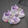 Autumn girls' mesh princess shoes, children's light-up breathable sneakers, girls' twist-button dad shoes