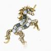 Retro Unicorn Brooch Rhinestones Inlaid Unicorn Lapel Pin Artistic Unicorn Brooch Pin Men Women Outfit Accessory for Clothes Scarves Bags Hats