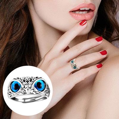 Anello gufo regolabile con occhi grandi, ultraleggero, stile semplice, fascia per dito, donna, uomo, fidanzamento, anello nuziale, regalo di gioielli
