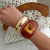 Bohemian Irregular Wide Bracelet Geometric Retro Hand Ring Unique Acrylic Bangle  Gift