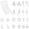 Ocean Theme,  Stainless Steel Pendants, Mixed Shapes, Stainless Steel Color, 11.4~24.5x7~17.5x1mm, Hole: 1.4~1.6mm, 20pcs/box