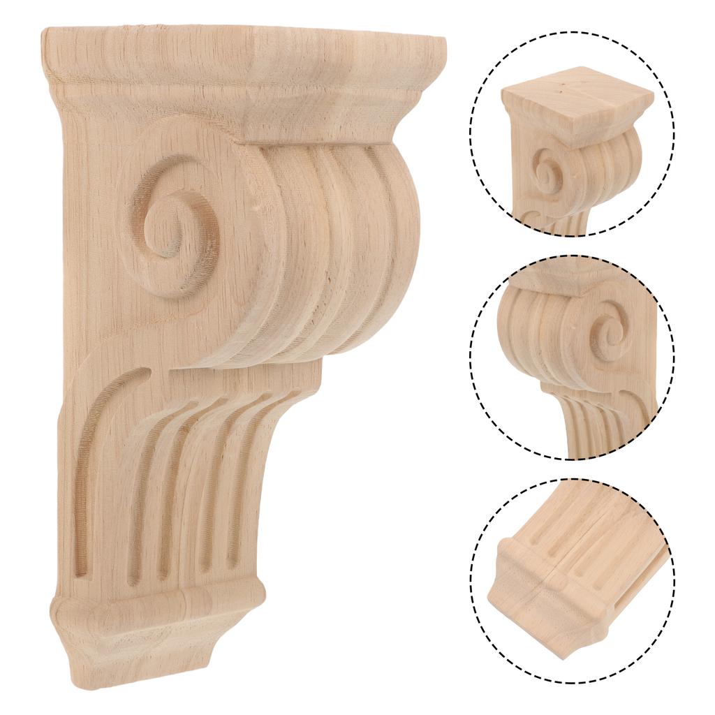 8X17X8Cm Solid Wood Column Capitals Decorative Corbels Carved Wooden Corner Brackets Furniture Overlays Home Appliques Wood Trim