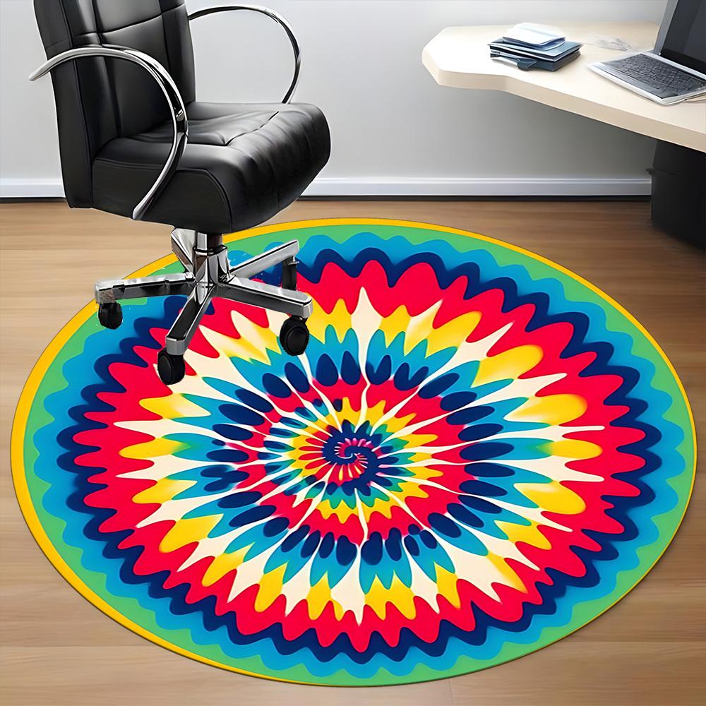 1PC Tie-dye Pattern Chair Carpet for Office, Indoor Non-Slip Washable Carpet, Soft Comfortable Mat For Office Room yy250930237