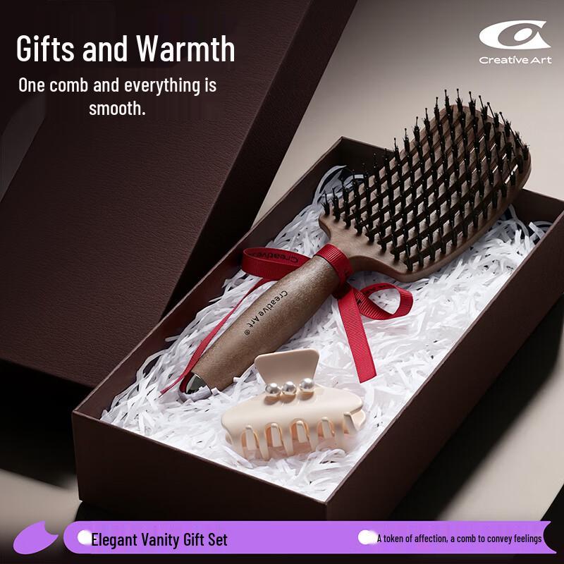 Массажная расческа с воздушной подушкой из сандалового дерева, подарочный набор из 2 предметов