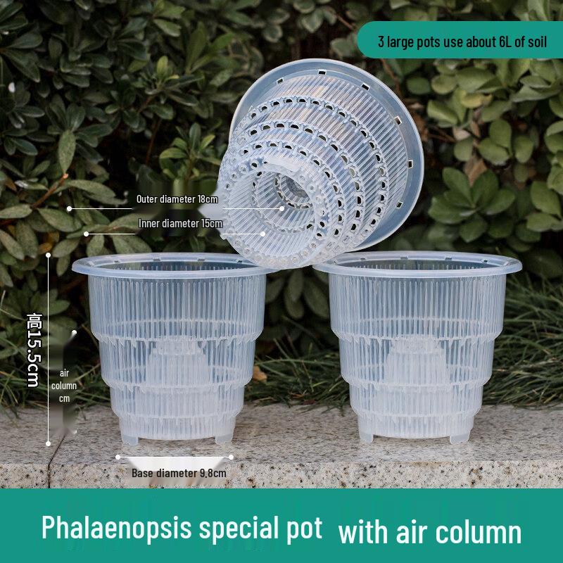 

Transparent Breathable Resin Flower Pots with Trays (Set of 3)