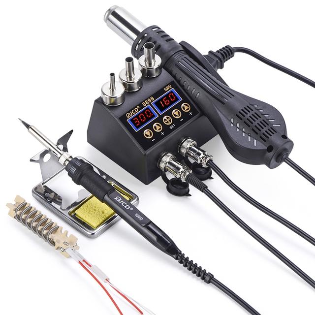 JCD 750W Soldering Station 2 in 1 Hot Air Gun Soldering Iron LCD Digital Display Welding Rework Station for BGA PCB IC Repair