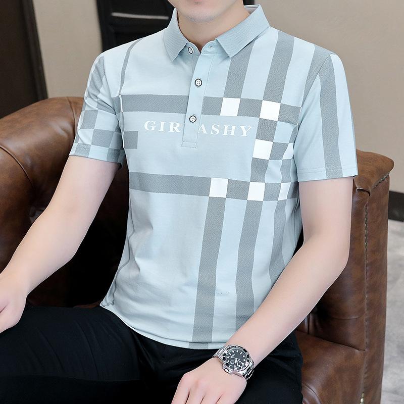 

Летняя футболка Мужская футболка с коротким рукавом Футболка-поло с лацканами Мужская хлопковая футболка XXXXL